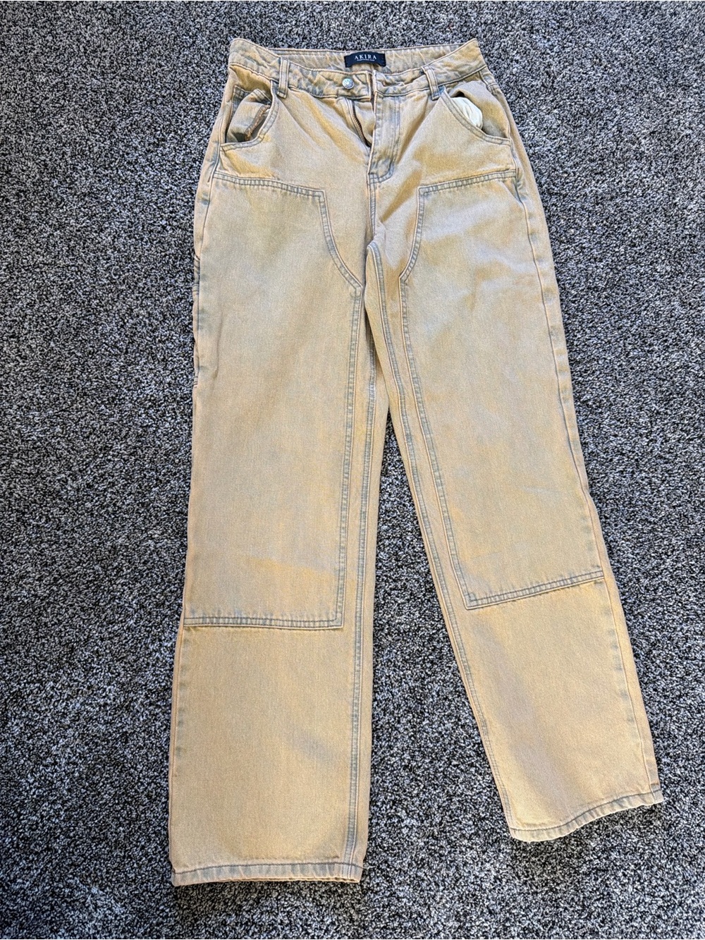 AKIRA Tan Utility Wide-Leg Jeans